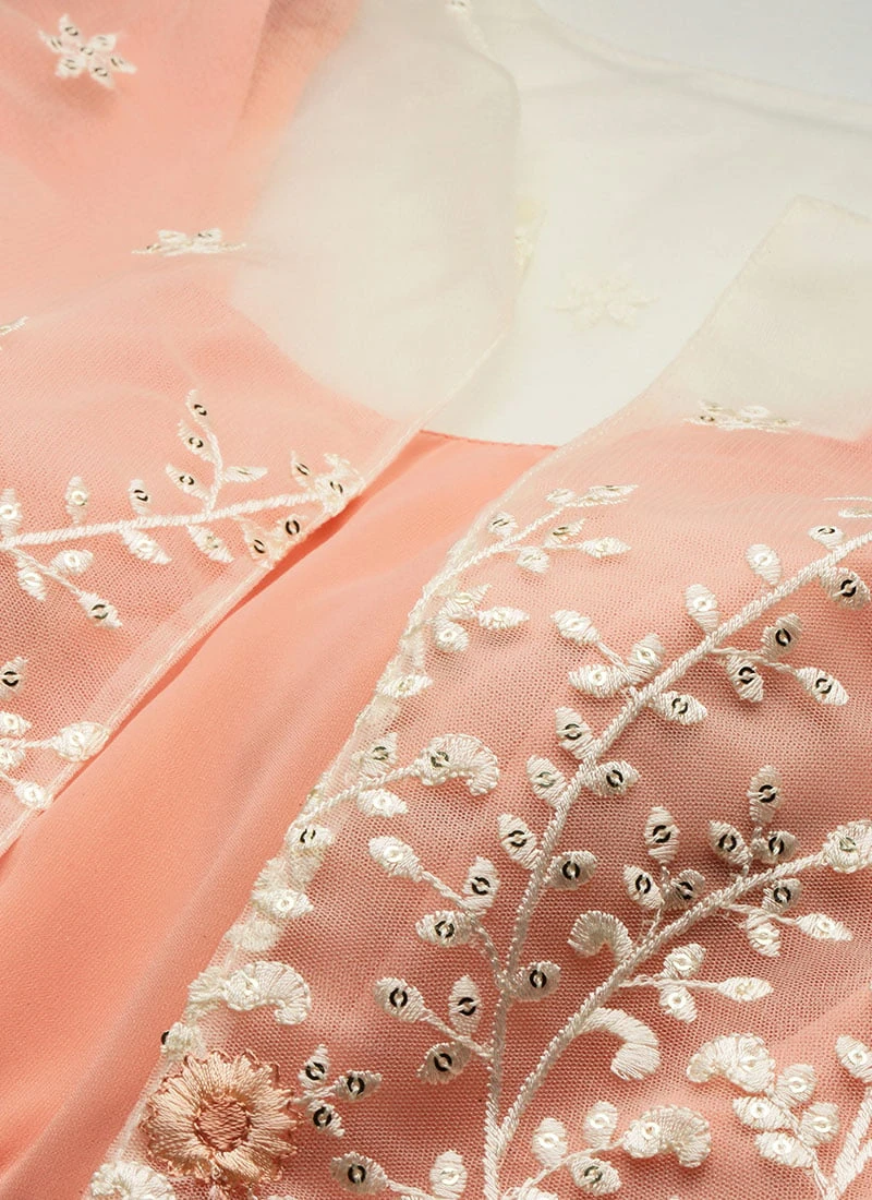 Jacket From Off White Net Embroidered Jacket Style Gown 5 Jacket From Off White Net Embroidered Jacket Style Gown - Image 5