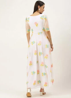 Off White Organza Ankle Length Dress After Six Wear -Deals Chic Lehenga Store Off White Organza Ankle Length Dress DRBS02110848 b