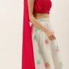 Off White Organza Jacquard Skirt N Top Festive Wear