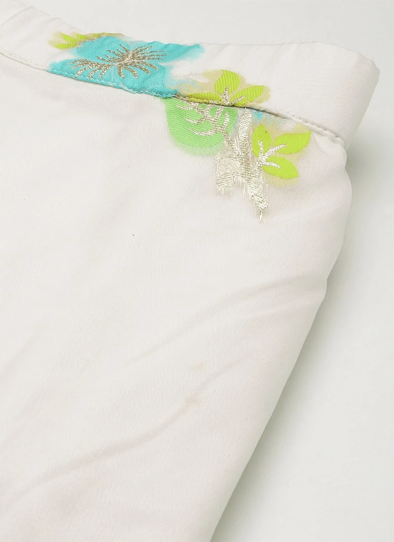 Off White Organza Jacquard Skirt N Top Festive Wear 6 Off White Organza Jacquard Skirt N Top Festive Wear - Image 6