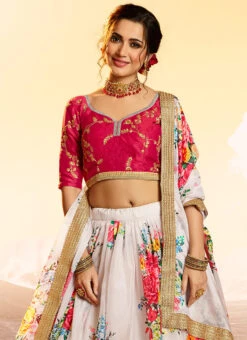 Off White Organza Printed Umbrella Lehenga Party Wear -Deals Chic Lehenga Store Off White Organza Printed Umbrella Lehenga GHSCC40794805 b