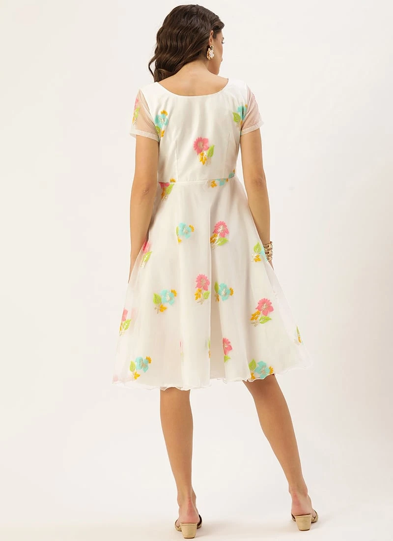 Off White Pleated Yoke Organza Dress After Six Wear 4 Off White Pleated Yoke Organza Dress After Six Wear - Image 4