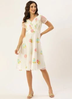 Off White Pleated Yoke Organza Dress After Six Wear 9 Off White Pleated Yoke Organza Dress After Six Wear -Deals Chic Lehenga Store Off White Pleated Yoke Organza Dress DRBS02110893 u