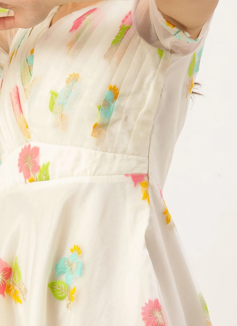 Off White Pleated Yoke Organza Dress After Six Wear 7 Off White Pleated Yoke Organza Dress After Six Wear - Image 7