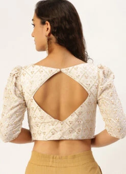 Off White Sequins Embroidery Blouse Festive Wear -Deals Chic Lehenga Store Off White Sequins Embroidery Blouse BLBS02305206 b