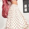 Off White Silk Printed Umbrella Lehenga Party Wear