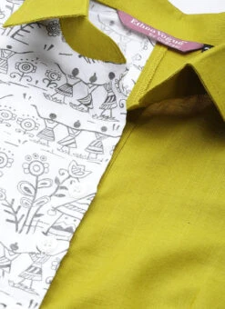 Olive Green N White Asymmetrical Shirt Dress After Six Wear -Deals Chic Lehenga Store Olive Green N White Asymmetrical Shirt Dress DRBS02105396 rrc1