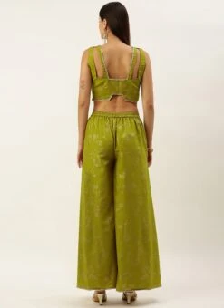Bottom From Olive Green Rayon Foil Printed Co Ord Set After Six Wear -Deals Chic Lehenga Store Olive Green Rayon Foil Printed Co ord Set IWBS02211126 b