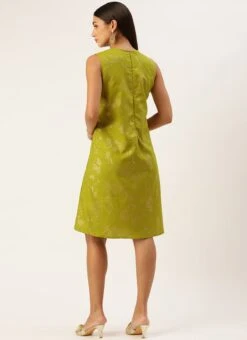 Olive Green Rayon Print Dress After Six Wear -Deals Chic Lehenga Store Olive Green Rayon Print Dress DRBS02212506 b