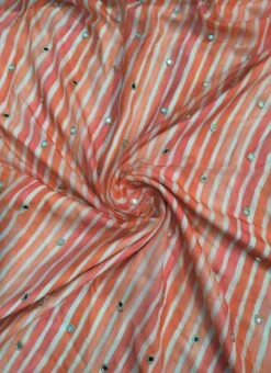 Orange Digital Print Art Silk Fabric