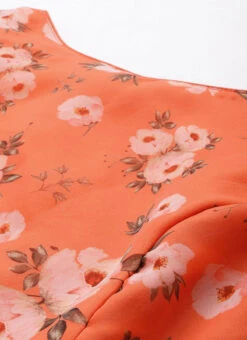 Orange Digital Printed Organza Dress After Six Wear 12 Orange Digital Printed Organza Dress After Six Wear -Deals Chic Lehenga Store Orange Digital Printed Organza Dress DRBS02303873 rrc1
