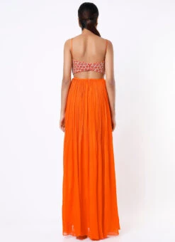 Orange Georgette Embroidered Anarkali Suit Wedding Wear -Deals Chic Lehenga Store Orange Georgette Embroidered Anarkali Suit SLDVC154 b