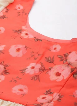 Orange N Off White Printed Dress Festive Wear -Deals Chic Lehenga Store Orange N Off White Printed Dress DRBS02303892 rrc1