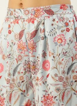 Bottom From Pale Blue Lily Art Silk Printed Gharara Set After Six Wear -Deals Chic Lehenga Store Pale Blue Lily Art Silk Printed Gharara Set SLBS02302281 rrc3