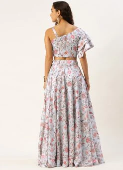 Skirt From Pale Blue Lily Art Silk Printed Skirt Set After Six Wear -Deals Chic Lehenga Store Pale Blue Lily Art Silk Printed Skirt Set IWBS02302383 b
