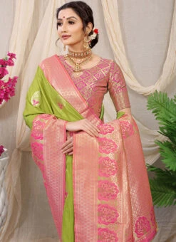 Patola Silk Green Color Zari Weaving Work Saree Festive Wear -Deals Chic Lehenga Store Patola Silk Green Color Zari Weaving Work Saree SASOM110995 b