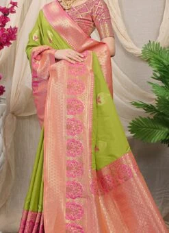 Patola Silk Green Color Zari Weaving Work Saree Festive Wear