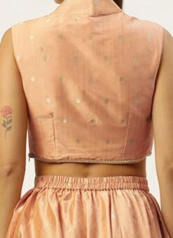 Skirt From Peach Art Silk Jacquard Co Ords Set After Six Wear 13 Skirt From Peach Art Silk Jacquard Co Ords Set After Six Wear -Deals Chic Lehenga Store Peach Art Silk Jacquard Co Ords Set IWBS02211099 rrc2