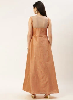 Peach Art Silk Jacquard Dress Festive Wear -Deals Chic Lehenga Store Peach Art Silk Jacquard Dress DRBS02212489 b