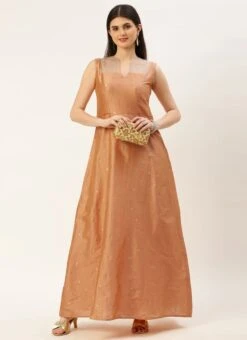 Peach Art Silk Jacquard Dress Festive Wear -Deals Chic Lehenga Store Peach Art Silk Jacquard Dress DRBS02212489 u