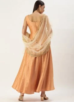 Dupatta From Peach Art Silk Jacquard Gown With Dupatta After Six Wear -Deals Chic Lehenga Store Peach Art Silk Jacquard Gown With Dupatta IWBS02302268 b