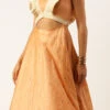 Peach Art Silk Jacquard Ruffled Dress Festive Wear