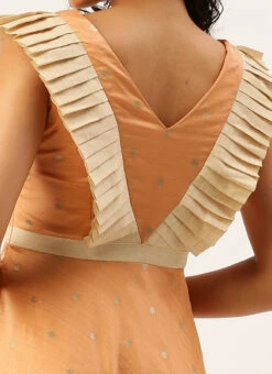 Peach Art Silk Jacquard Ruffled Dress Festive Wear -Deals Chic Lehenga Store Peach Art Silk Jacquard Ruffled Dress DRBS02211144 rrc2