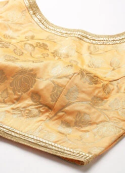 Peach Brocade Half Sleeve Blouse Festive Wear -Deals Chic Lehenga Store Peach Brocade Half Sleeve Blouse BLBS02210826 rrc1