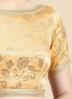 Peach Brocade Half Sleeve Blouse Festive Wear -Deals Chic Lehenga Store Peach Brocade Half Sleeve Blouse BLBS02210826 rrc3
