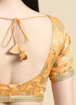 Peach Brocade Half Sleeve Blouse Festive Wear -Deals Chic Lehenga Store Peach Brocade Half Sleeve Blouse BLBS02210826 rrc4