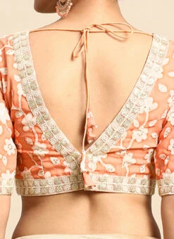 Peach Embroidered Georgette Blouse Festive Wear -Deals Chic Lehenga Store Peach Embroidered Georgette Blouse BLBS02305185 rrc2