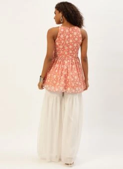 Top From Peach Embroidered Georgette Gharara Suit After Six Wear 11 Top From Peach Embroidered Georgette Gharara Suit After Six Wear -Deals Chic Lehenga Store Peach Embroidered Georgette Gharara Suit IWBS02209755 b