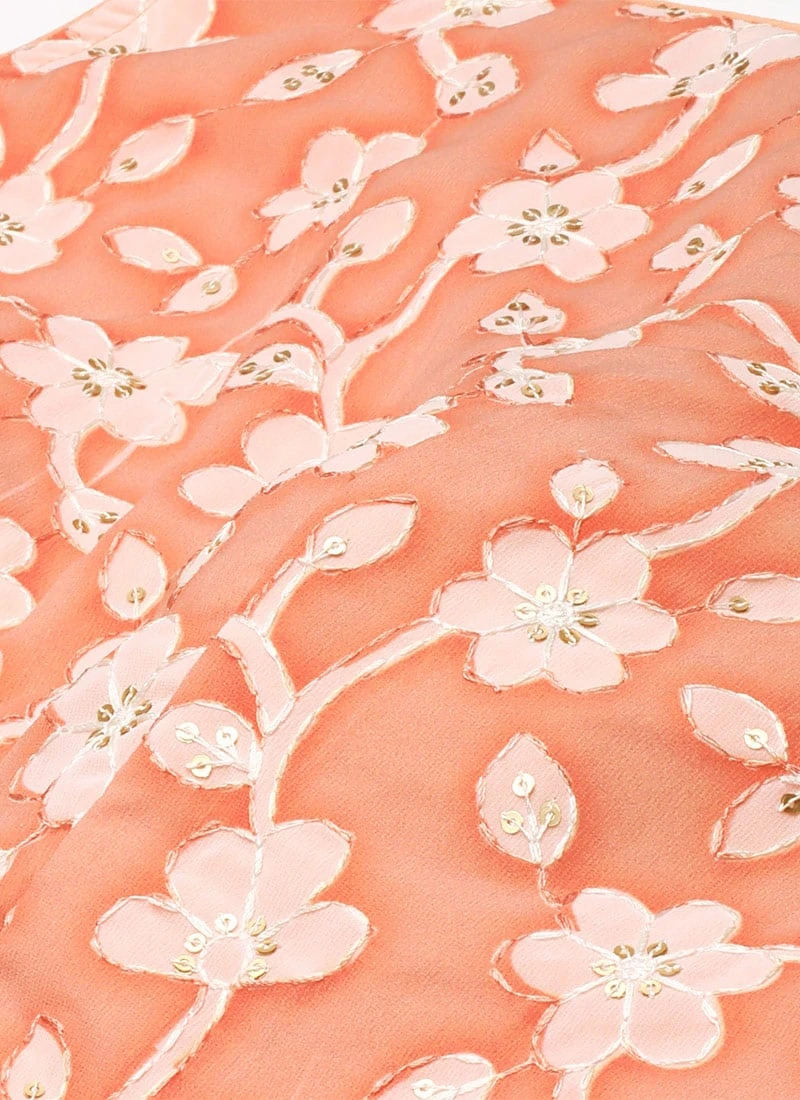 Top From Peach Embroidered Georgette Gharara Suit After Six Wear 5 Top From Peach Embroidered Georgette Gharara Suit After Six Wear - Image 5