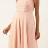 Peach Embroidered Georgette Layered Gown Party Wear