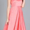 Peach Embroidered Halter Neckline Gown Festive Wear