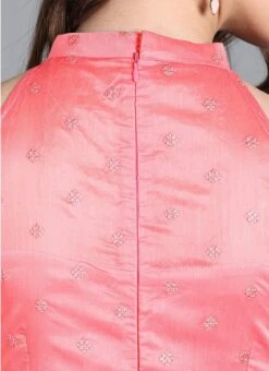 Peach Embroidered Halter Neckline Gown Festive Wear 12 Peach Embroidered Halter Neckline Gown Festive Wear -Deals Chic Lehenga Store Peach Embroidered Halter Neckline Gown IWBS01910279 rrc2