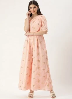 Peach Embroidered Jumpsuit Festive Wear -Deals Chic Lehenga Store Peach Embroidered Jumpsuit DRBS02306363 u