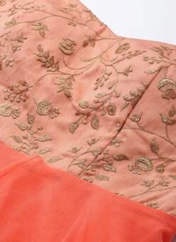 Peach Embroidered Layered Style Gown Wedding Wear -Deals Chic Lehenga Store Peach Embroidered Layered Style Gown IWBS02009838 rrc1