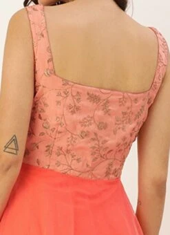 Peach Embroidered Layered Style Gown Wedding Wear -Deals Chic Lehenga Store Peach Embroidered Layered Style Gown IWBS02009838 rrc2