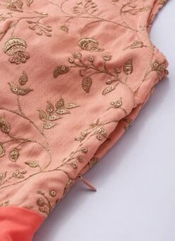 Peach Embroidered Layered Style Gown Wedding Wear -Deals Chic Lehenga Store Peach Embroidered Layered Style Gown IWBS02009838 rrc3