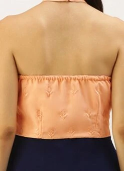 Peach Embroidered N Navy Blue Gown Wedding Wear -Deals Chic Lehenga Store Peach Embroidered N Navy Blue Gown IWBS02205095 rrc2