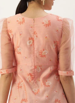 Peach Foil Printed A Line Dress After Six Wear -Deals Chic Lehenga Store Peach Foil Printed A Line Dress DRBS02209710 rrc2