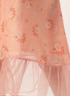 Peach Foil Printed A Line Dress After Six Wear -Deals Chic Lehenga Store Peach Foil Printed A Line Dress DRBS02209710 rrc4