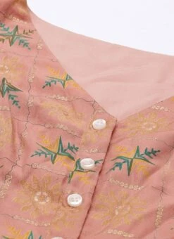 Peach Foil Printed A Line Dress Work Wear -Deals Chic Lehenga Store Peach Foil Printed A line Dress DRBS02111070 rrc1 1