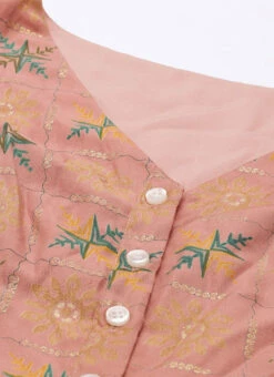 Peach Foil Printed A Line Dress After Six Wear Work Wear -Deals Chic Lehenga Store Peach Foil Printed A line Dress DRBS02111070 rrc1