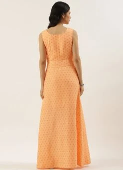 Peach Foil Printed Cotton Maxi Dress After Six Wear Festive Wear -Deals Chic Lehenga Store Peach Foil Printed Cotton Maxi Dress DRBS02206182 b