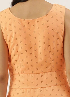 Peach Foil Printed Cotton Maxi Dress After Six Wear Festive Wear -Deals Chic Lehenga Store Peach Foil Printed Cotton Maxi Dress DRBS02206182 rrc2