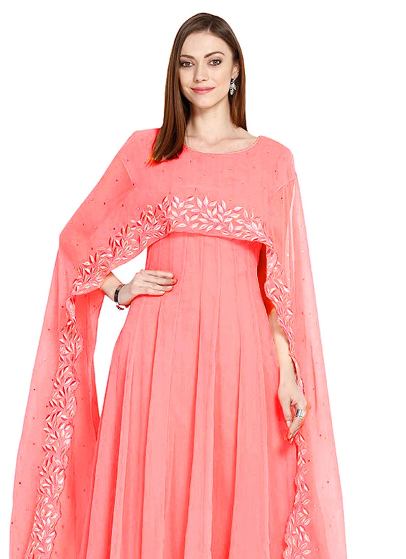 Peach Georgette Anarkali Suit After Six Wear 4 Peach Georgette Anarkali Suit After Six Wear - Image 4
