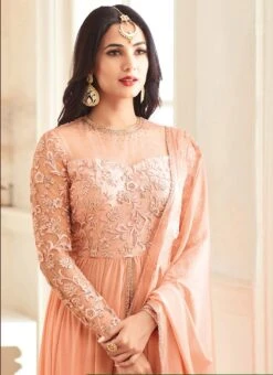 Peach Georgette Anarkali Suit Party Wear -Deals Chic Lehenga Store Peach Georgette Anarkali Suit SLSCCM27001 b