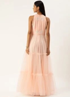 Peach Georgette Embroidered Dress Festive Wear -Deals Chic Lehenga Store Peach Georgette Embroidered Dress DRBS02308960 b